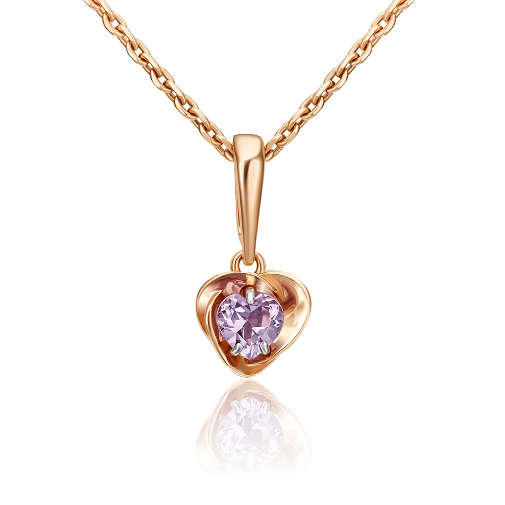 Подвеска «Сердце» из красного золота с аметистом 03-3003-00-203-1110-57