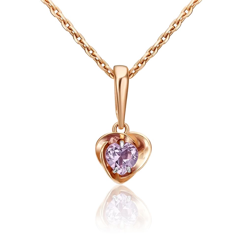 Подвеска «Сердце» из красного золота с аметистом 03-3003-00-203-1110-57