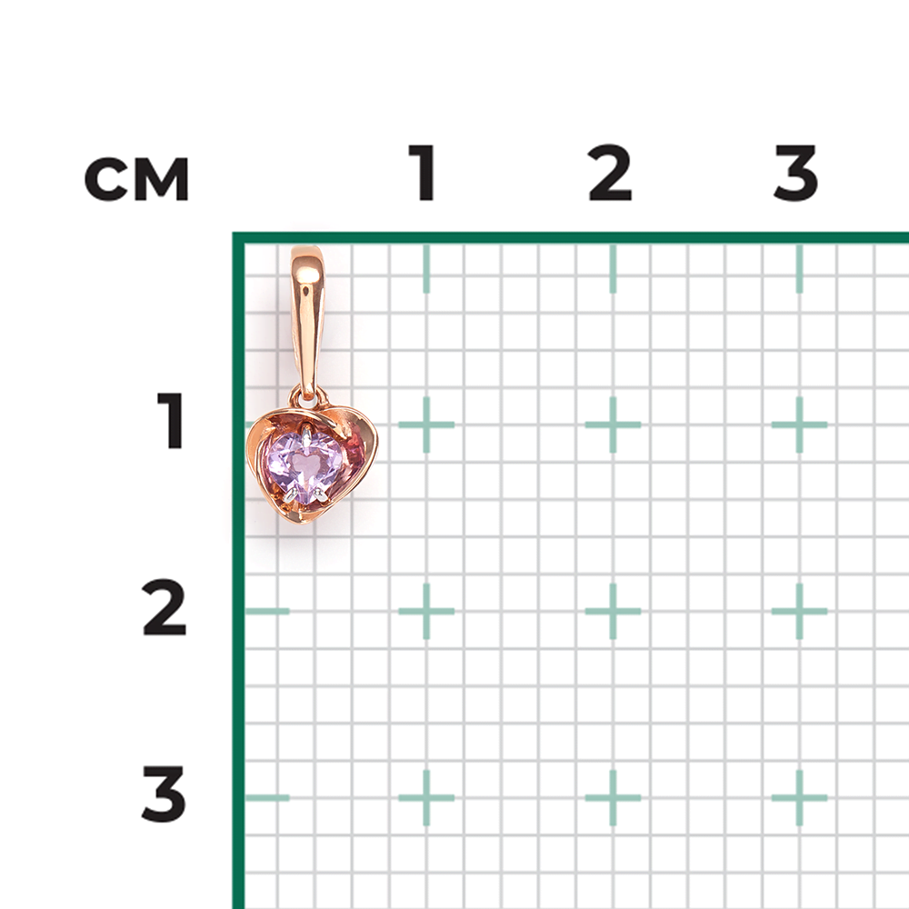 Подвеска «Сердце» из красного золота с аметистом 03-3003-00-203-1110-57