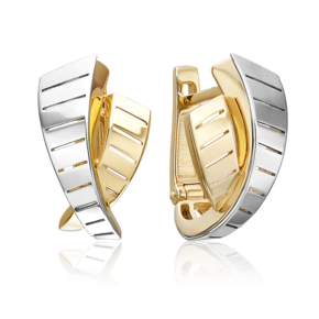 Серьги с английским замком из комбинированного золота 02-5386-00-000-1121