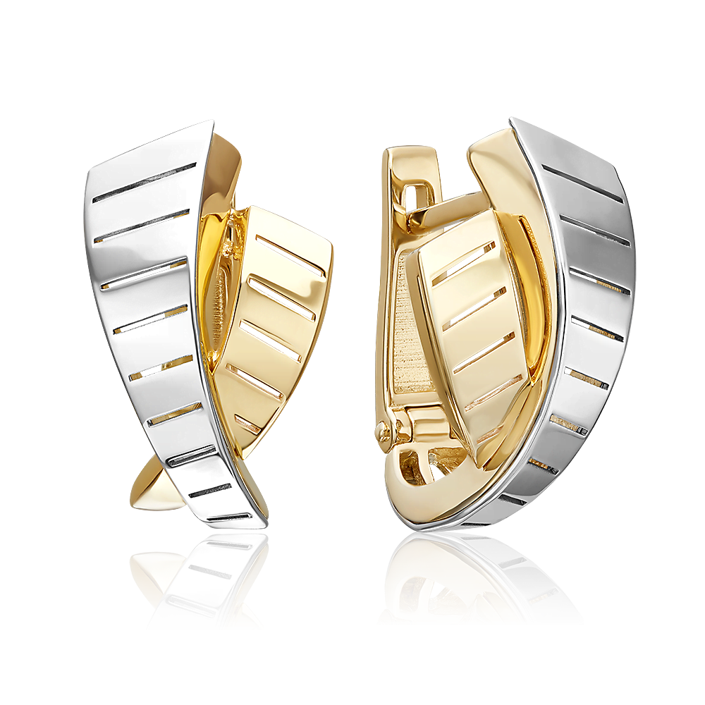 Серьги с английским замком из комбинированного золота 02-5386-00-000-1121
