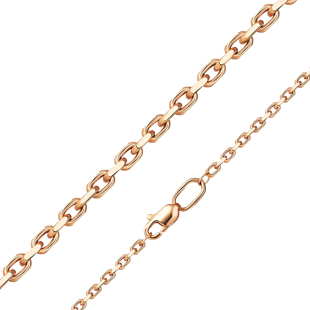 Цепь из красного золота (плетение «Якорное» с плоскими алмазными гранями) 21-4403-060-1110-17