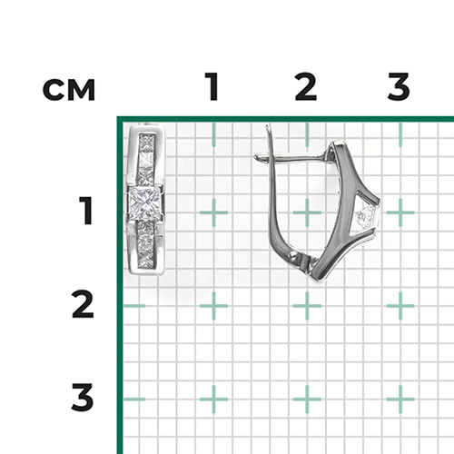 Серьги с английским замком из белого золота с фианитами 02-3859-00-401-1120