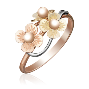 Кольцо «Цветы» из комбинированного золота 01-5051-00-000-1113-42