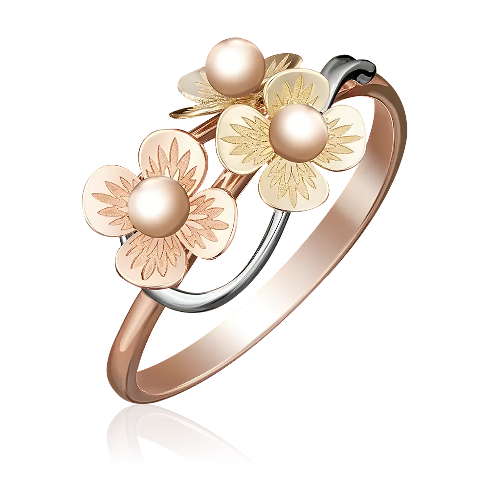 Кольцо «Цветы» из комбинированного золота 01-5051-00-000-1113-42