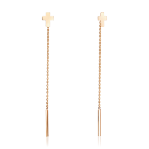 Серьги-цепочки «Крестики» из красного золота 02-5575-00-000-1110