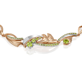 Браслет «Стихия Земли» из комбинированного золота с хризолитами 05-0798-00-205-1111