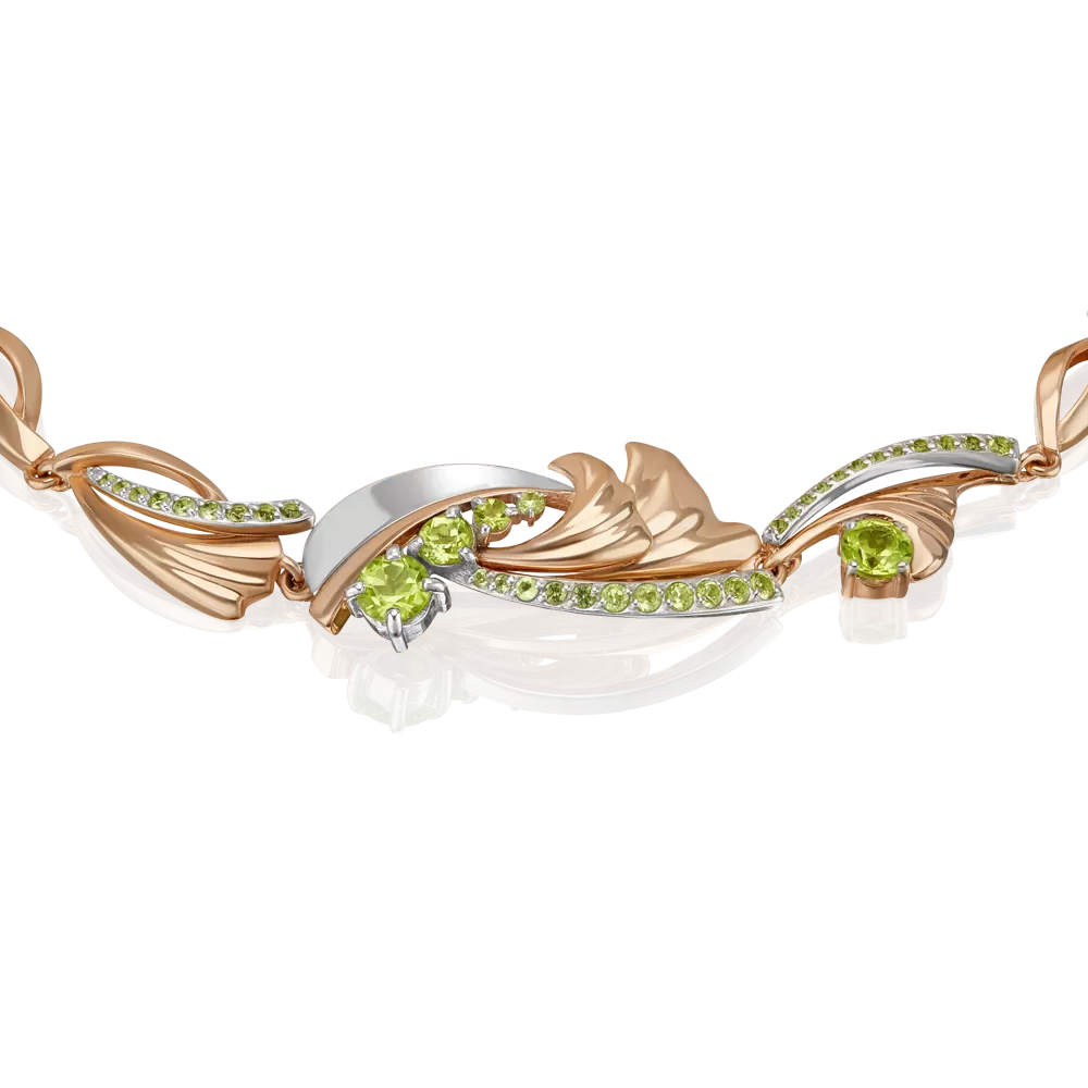 Браслет «Стихия Земли» из комбинированного золота с хризолитами 05-0798-00-205-1111