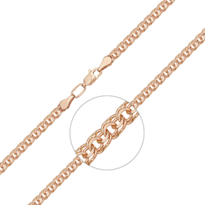 Браслет из красного золота с алмазной гранью (плетение «Бисмарк») 22-2703-060-1110-19