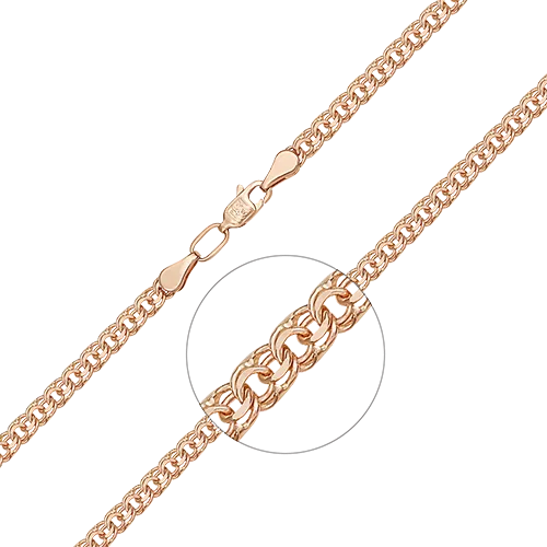 Браслет из красного золота с алмазной гранью (плетение «Бисмарк») 22-2703-060-1110-19