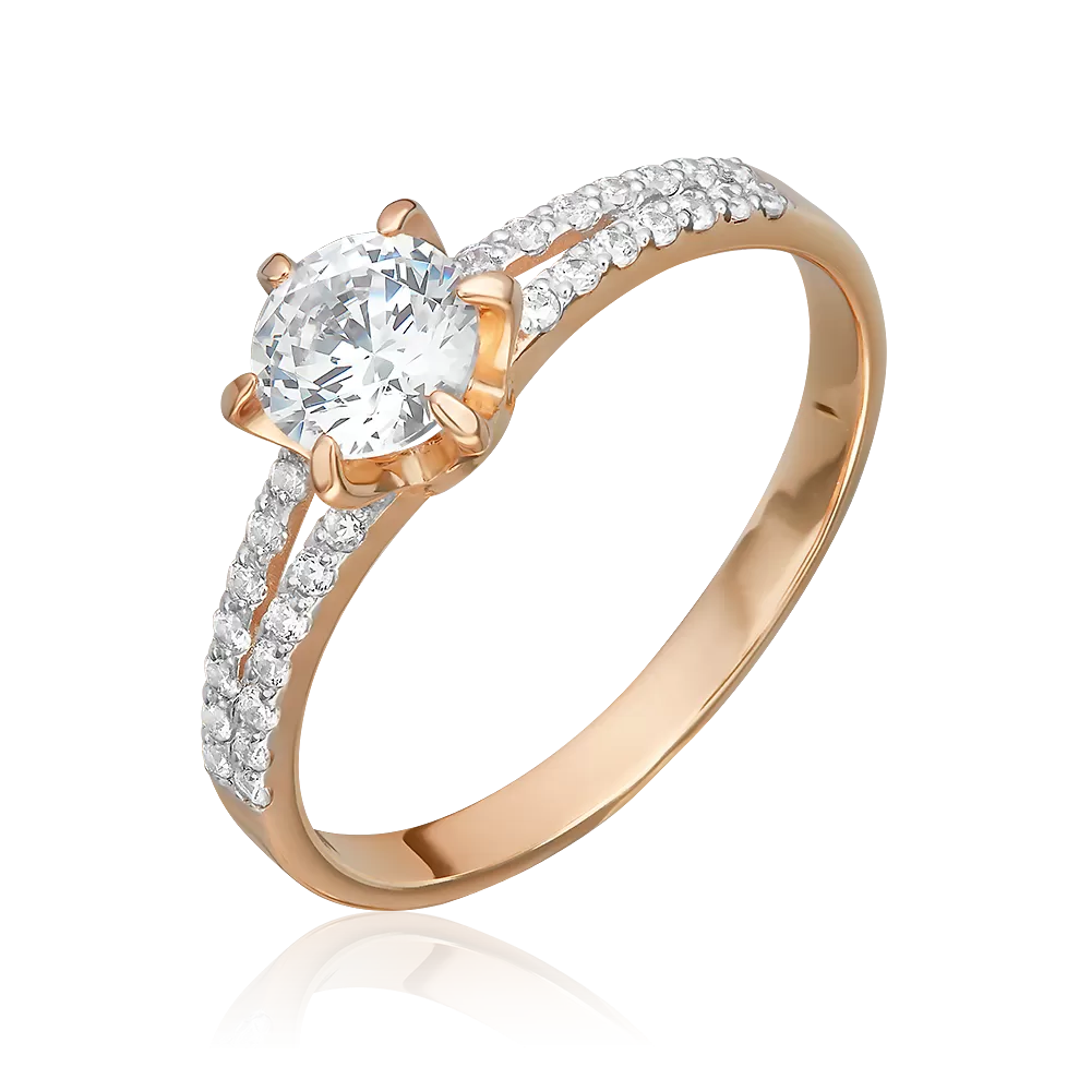 Кольцо из красного золота с фианитами 01-4511-00-501-1110-38