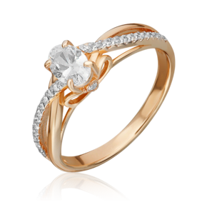 Кольцо из красного золота с фианитами 01-4513-00-501-1110-38