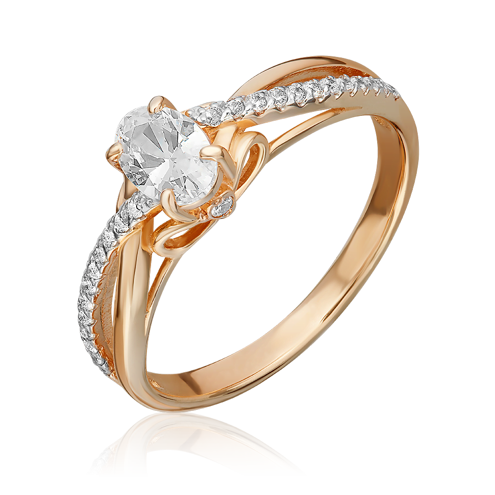 Кольцо из красного золота с фианитами 01-4513-00-501-1110-38