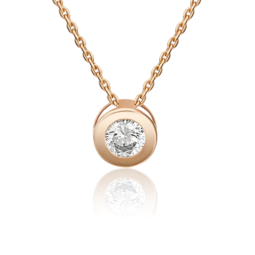 Подвеска-бегунок из красного золота с фианитом 03-3074-00-401-1110