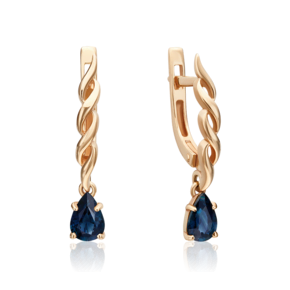 Серьги с английским замком из красного золота с сапфиром 02-0919-00-102-1110-30