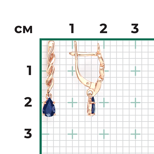 Серьги с английским замком из красного золота с сапфиром 02-0919-00-102-1110-30