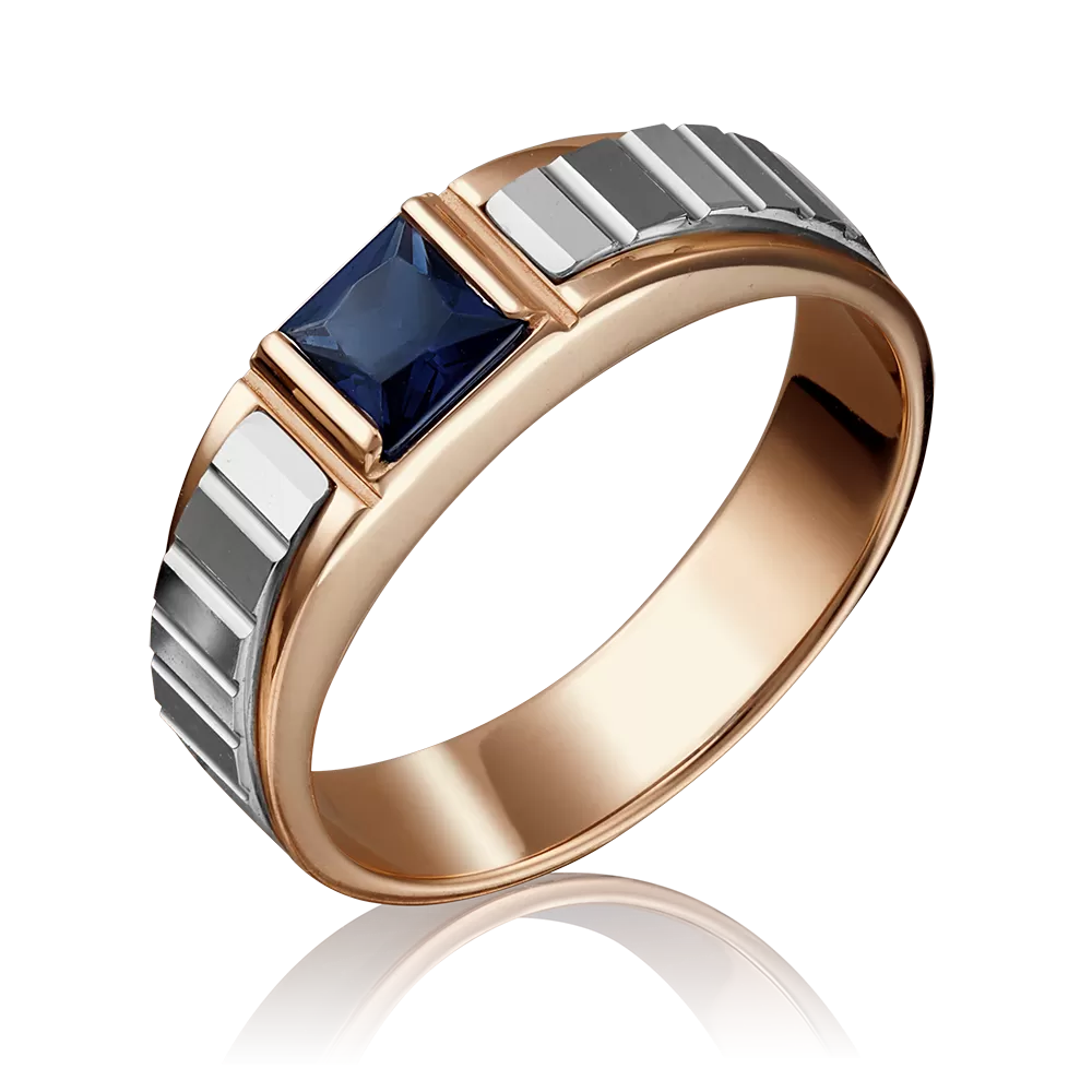 Печатка из комбинированного золота с сапфиром 01-5216-00-102-1111-30