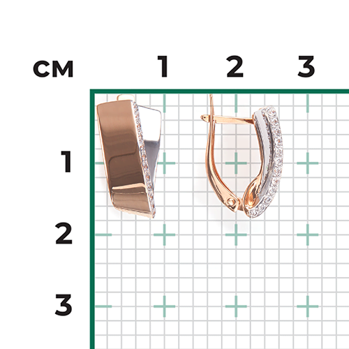 Серьги с английским замком из комбинированного золота с фианитами 02-4570-00-401-1111-23