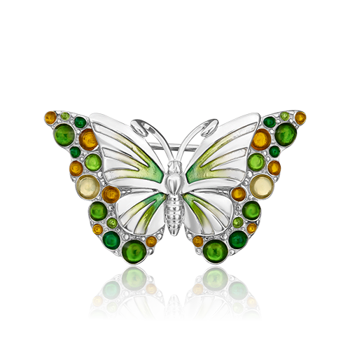 Брошь «Бабочка Лимонница» из серебра с эмалью 04-0259-00-000-0200-68