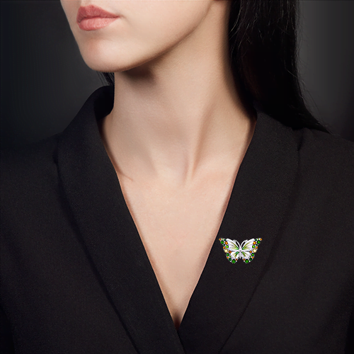 Брошь «Бабочка Лимонница» из серебра с эмалью 04-0259-00-000-0200-68