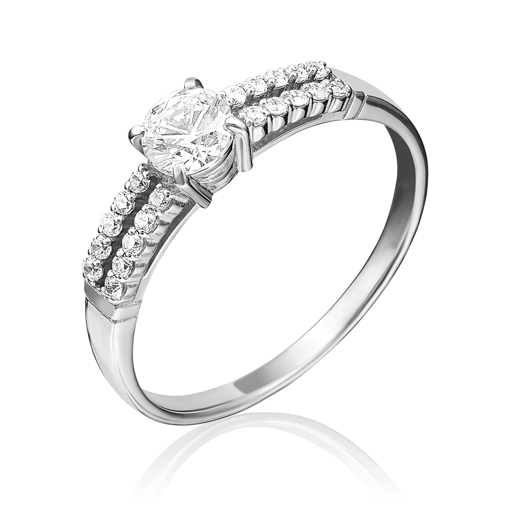 Помолвочное кольцо из белого золота с фианитами 01-1150-00-501-1120-38