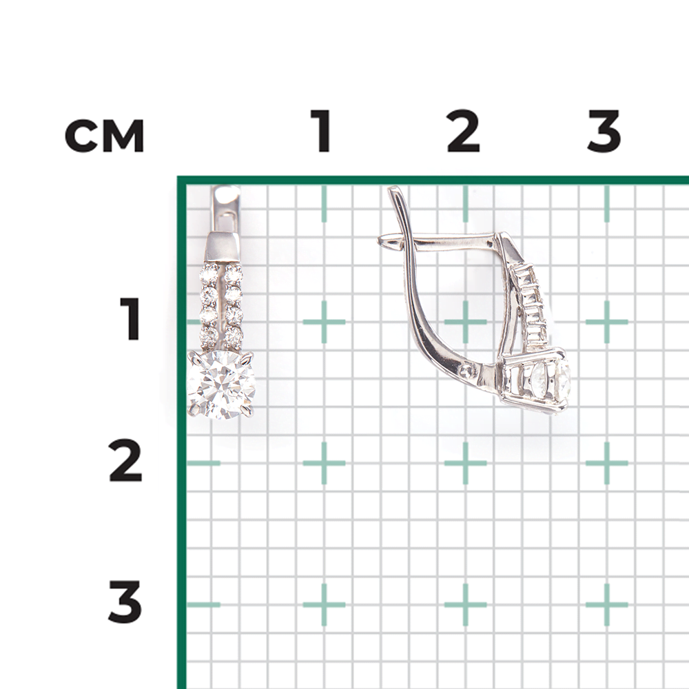 Серьги с английским замком из белого золота с бриллиантами 02-0631-00-101-1120-30
