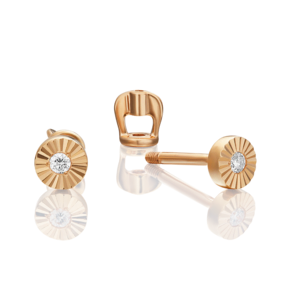 Серьги-пусеты из красного золота с бриллиантом