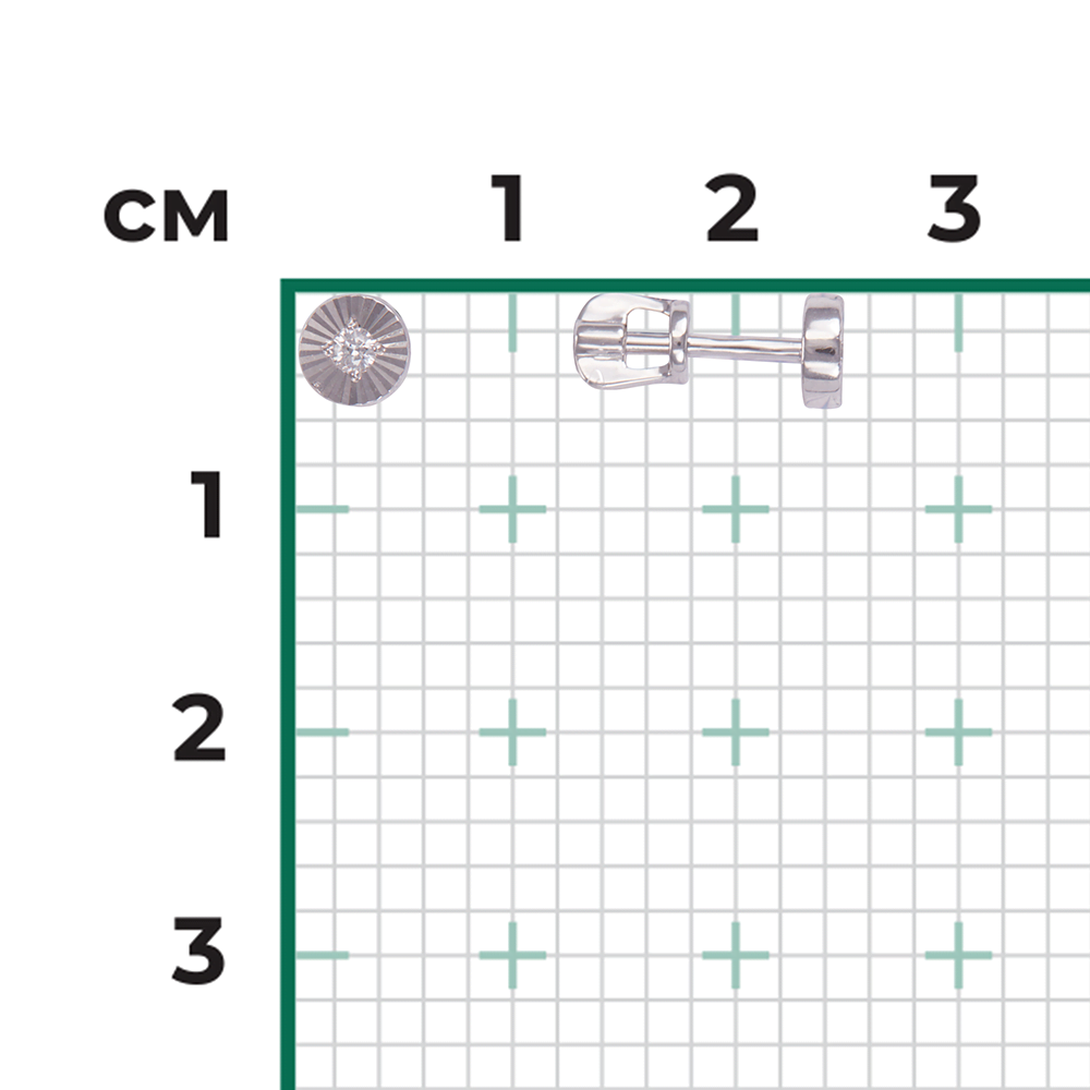 Серьги-пусеты из белого золота с бриллиантом 02-0634-00-101-1120-30