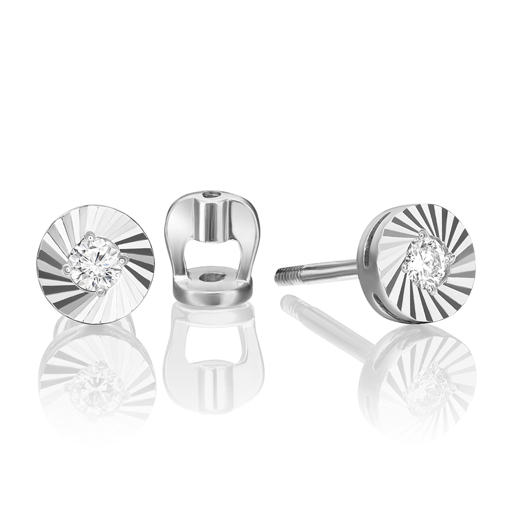 Серьги-пусеты из белого золота с бриллиантом 02-0639-00-101-1120-30