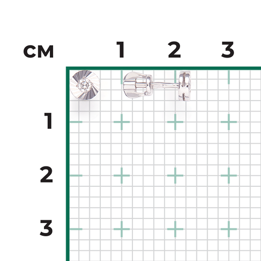 Серьги-пусеты из белого золота с бриллиантом 02-0639-00-101-1120-30