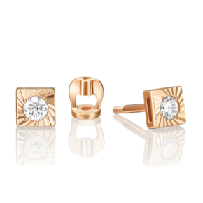 Серьги-пусеты из красного золота с бриллиантом 02-0645-00-101-1110-30