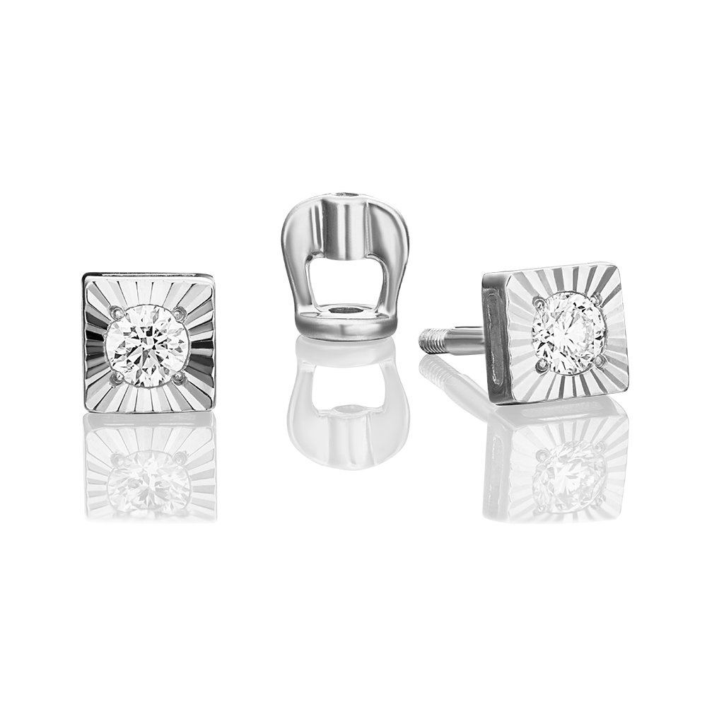 Серьги-пусеты из белого золота с бриллиантом 02-0646-00-101-1120-30
