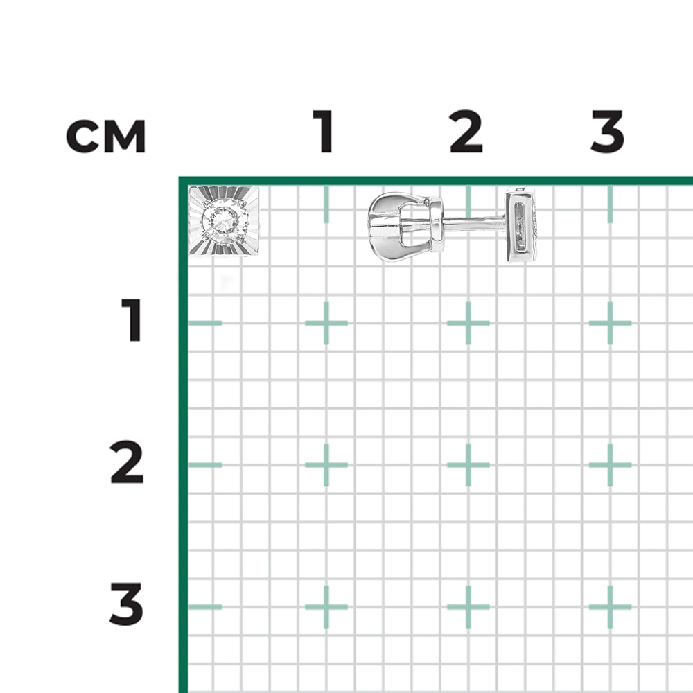 Серьги-пусеты из белого золота с бриллиантом 02-0646-00-101-1120-30