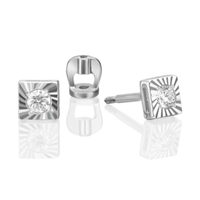 Серьги-пусеты из белого золота с бриллиантом 02-0647-00-101-1120-30