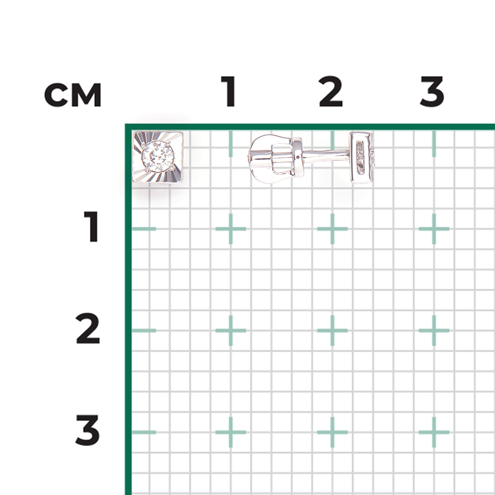Серьги-пусеты из белого золота с бриллиантом 02-0647-00-101-1120-30
