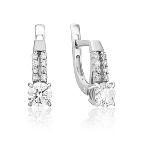 Серьги с английским замком из белого золота с фианитами 02-0631-00-501-1120-38