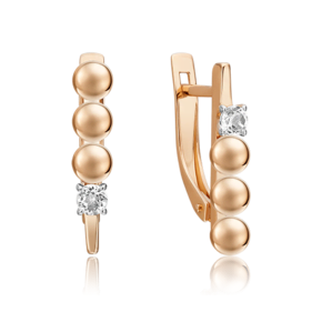 Серьги «Дуэт форм» из красного золота с натуральным топазом white 02-4841-00-201-1110