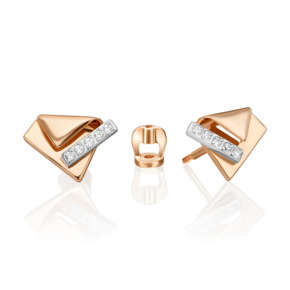 Серьги-пусеты из комбинированного золота с фианитами 02-5136-00-401-1111