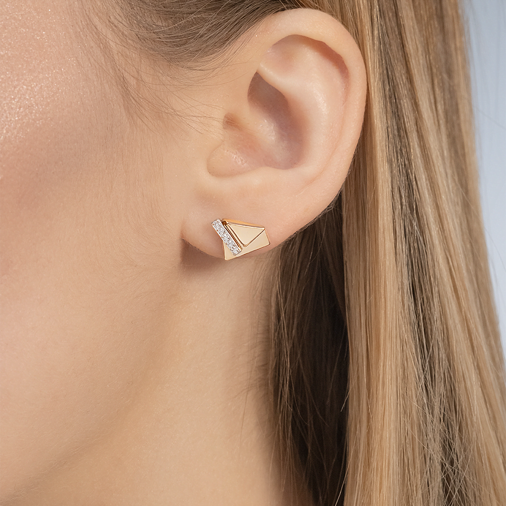 Серьги-пусеты из комбинированного золота с фианитами 02-5136-00-401-1111