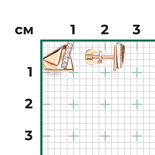 Серьги-пусеты из комбинированного золота с фианитами 02-5136-00-401-1111