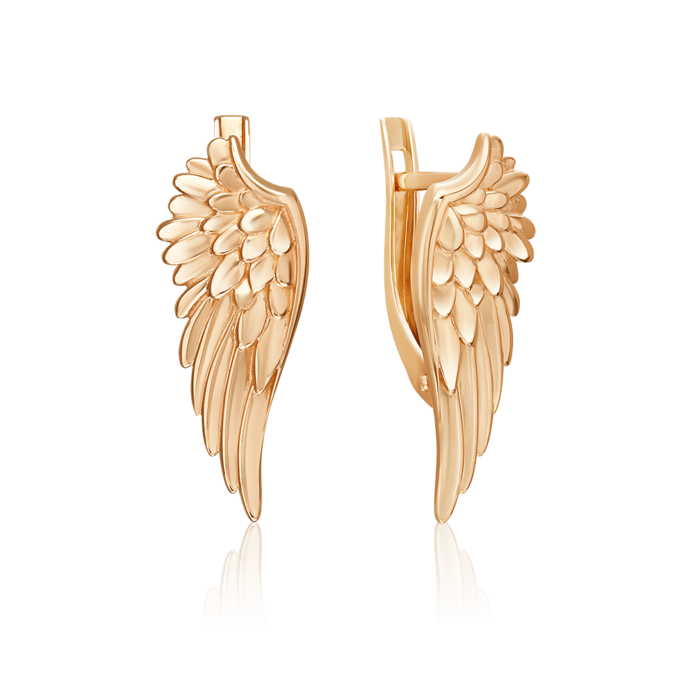 Серьги «Крылья Ники» с английским замком из красного золота 02-5435-00-000-1110