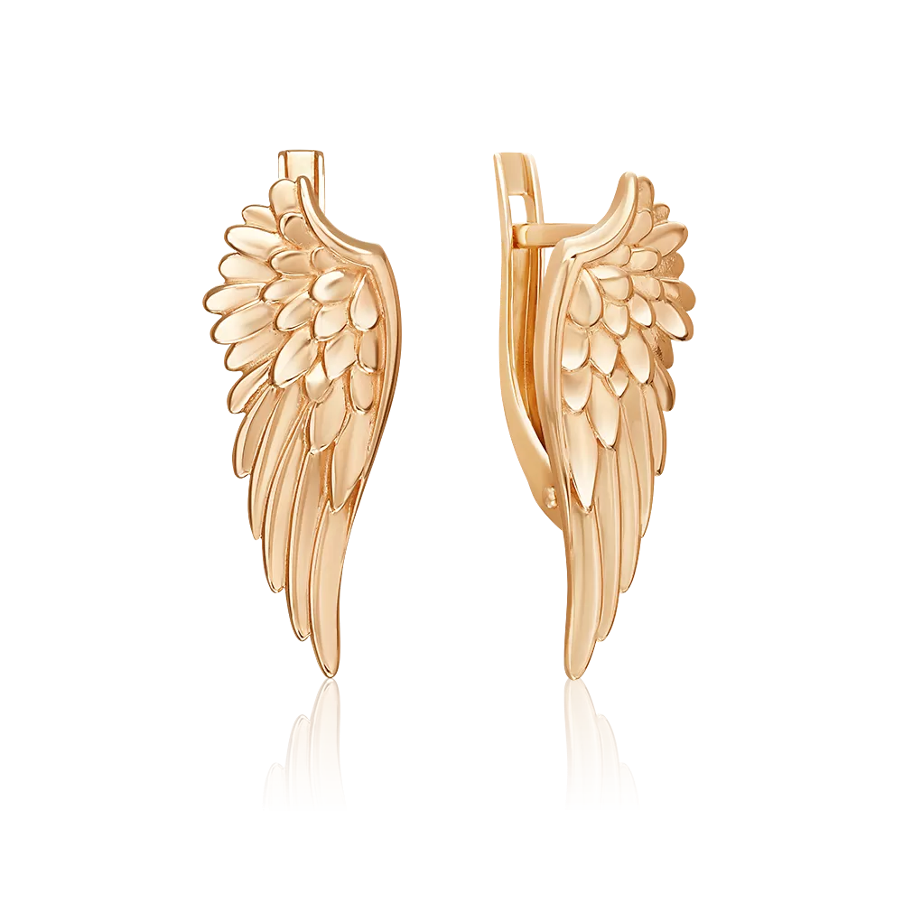 Серьги «Крылья Ники» с английским замком из красного золота 02-5435-00-000-1110