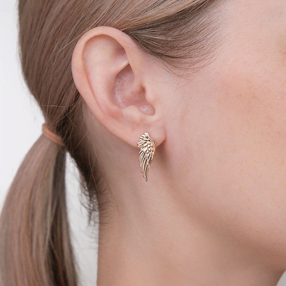 Серьги «Крылья Ники» с английским замком из красного золота 02-5435-00-000-1110