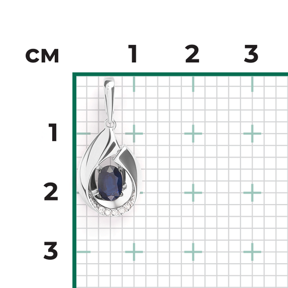 Подвеска из белого золота с сапфиром и бриллиантами 03-3467-00-105-1120