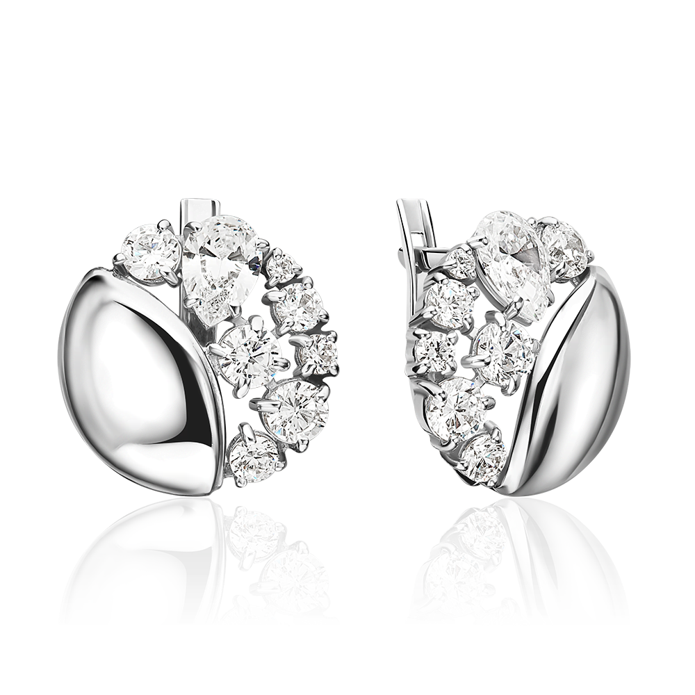 Серьги с английским замком из серебра с фианитами 02-5396-00-401-0200