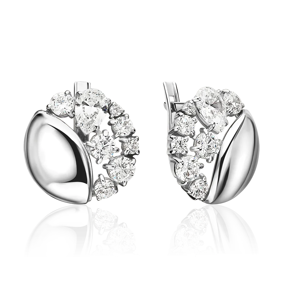 Серьги с английским замком из серебра с фианитами 02-5396-00-401-0200