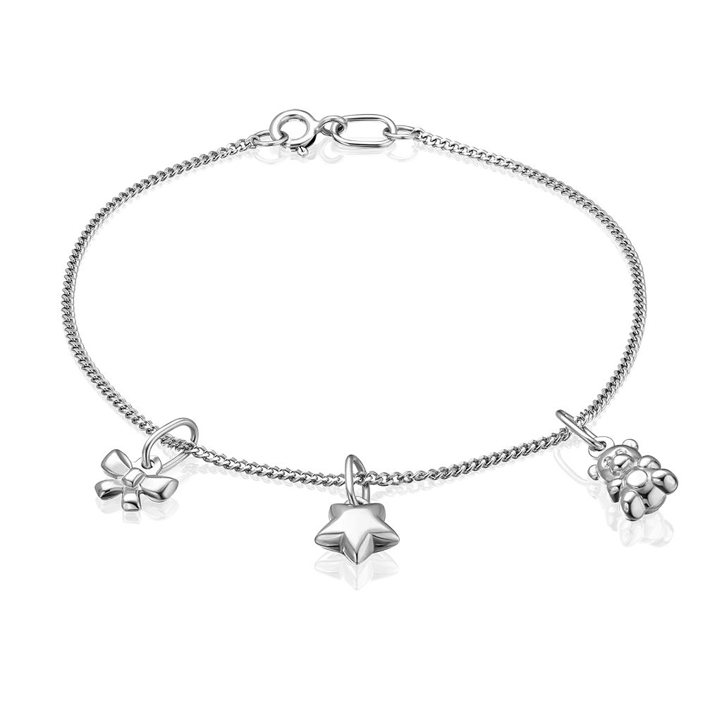 Браслет панцирного плетения с набором подвесок «Игра» из серебра 16-0004-00-000-0200