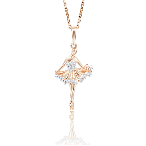 Подвеска «Балерина» из красного золота с фианитами 03-2350-00-401-1110-03