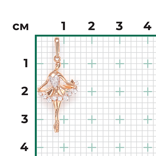Подвеска «Балерина» из красного золота с фианитами 03-2350-00-401-1110-03