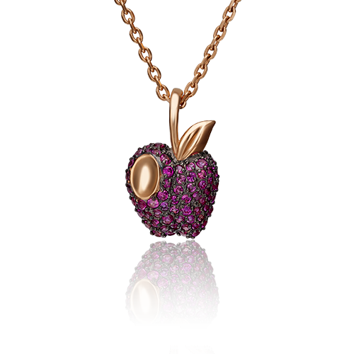 Подвеска «Яблоко» из красного золота с фианитами 03-2354-02-404-1110-33